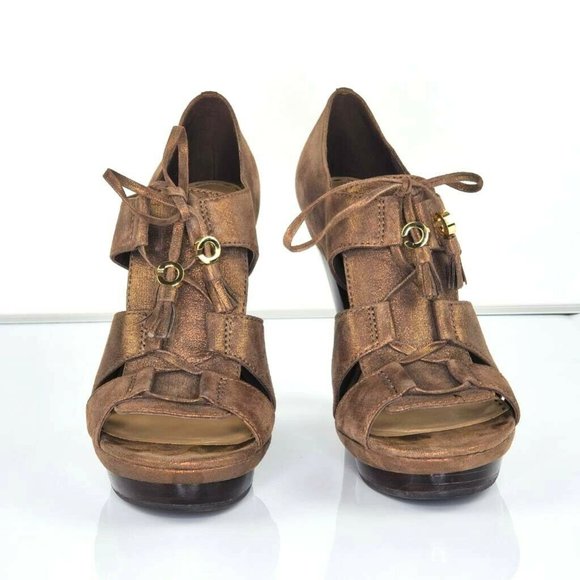 Coach Womens Teagan Sandals Metallic Peep Toe 9B